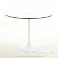 Modern dining table glass top with aluminium base